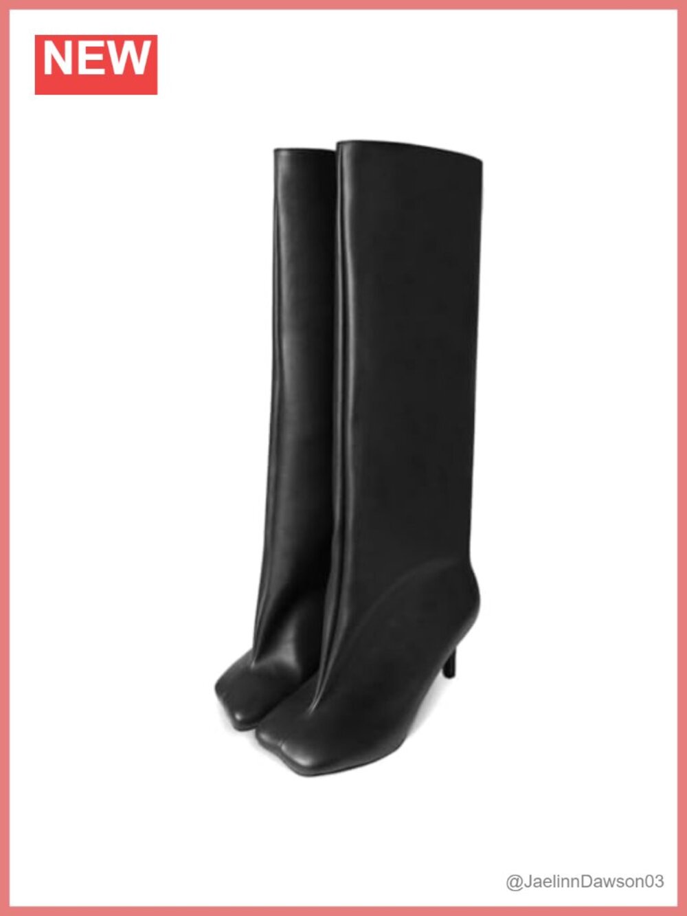 Women's Square Toe Knee High Boots Stiletto PU Leather Wide Calf